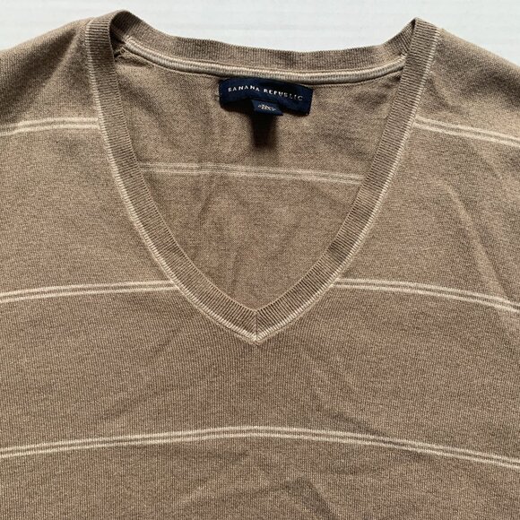 Share Banana Republic VNeck Striped Sweater Mens Size XL Silk Cotton Cashmere Ne - Picture 5 of 10